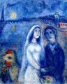 Newlyweds with Eiffel Towel in the Background contemporary Marc Chagall